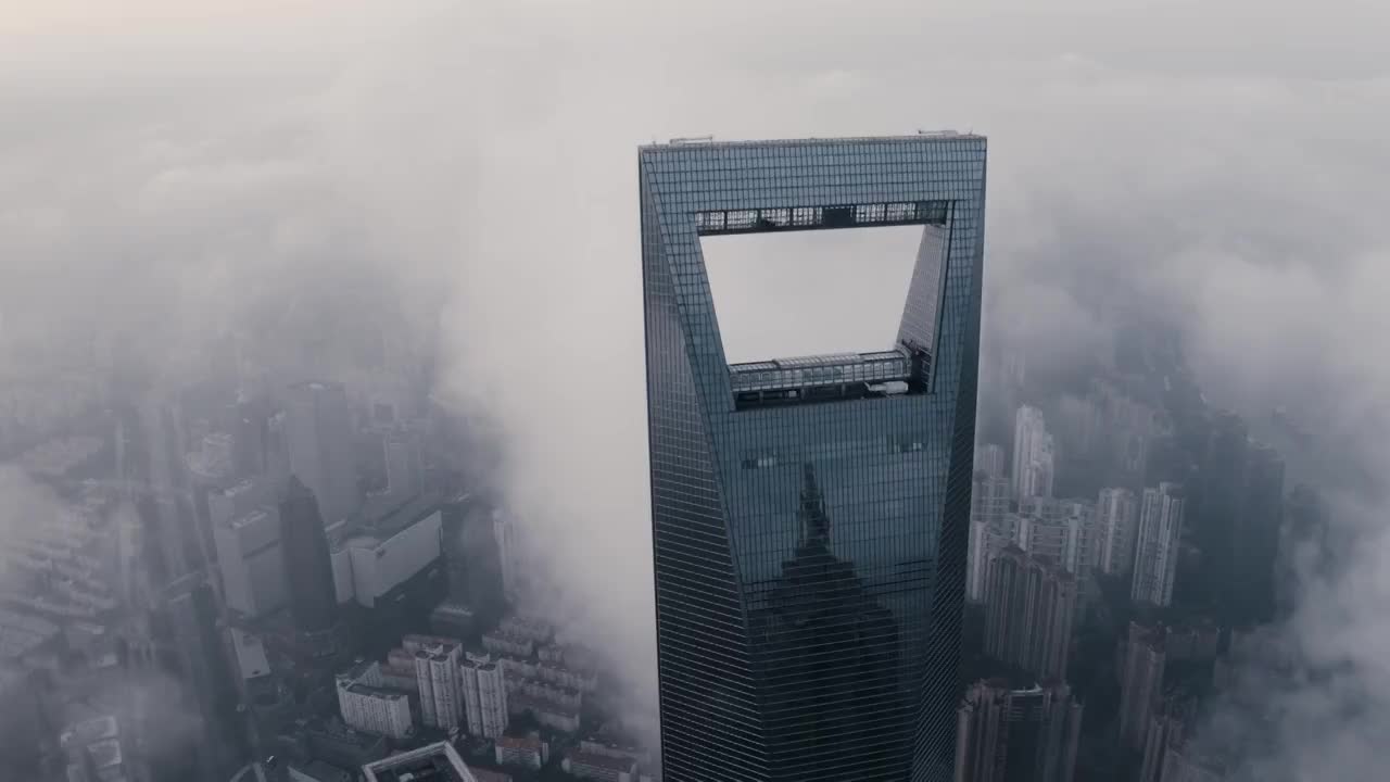 上海陆家嘴平流雾航拍延时视频下载