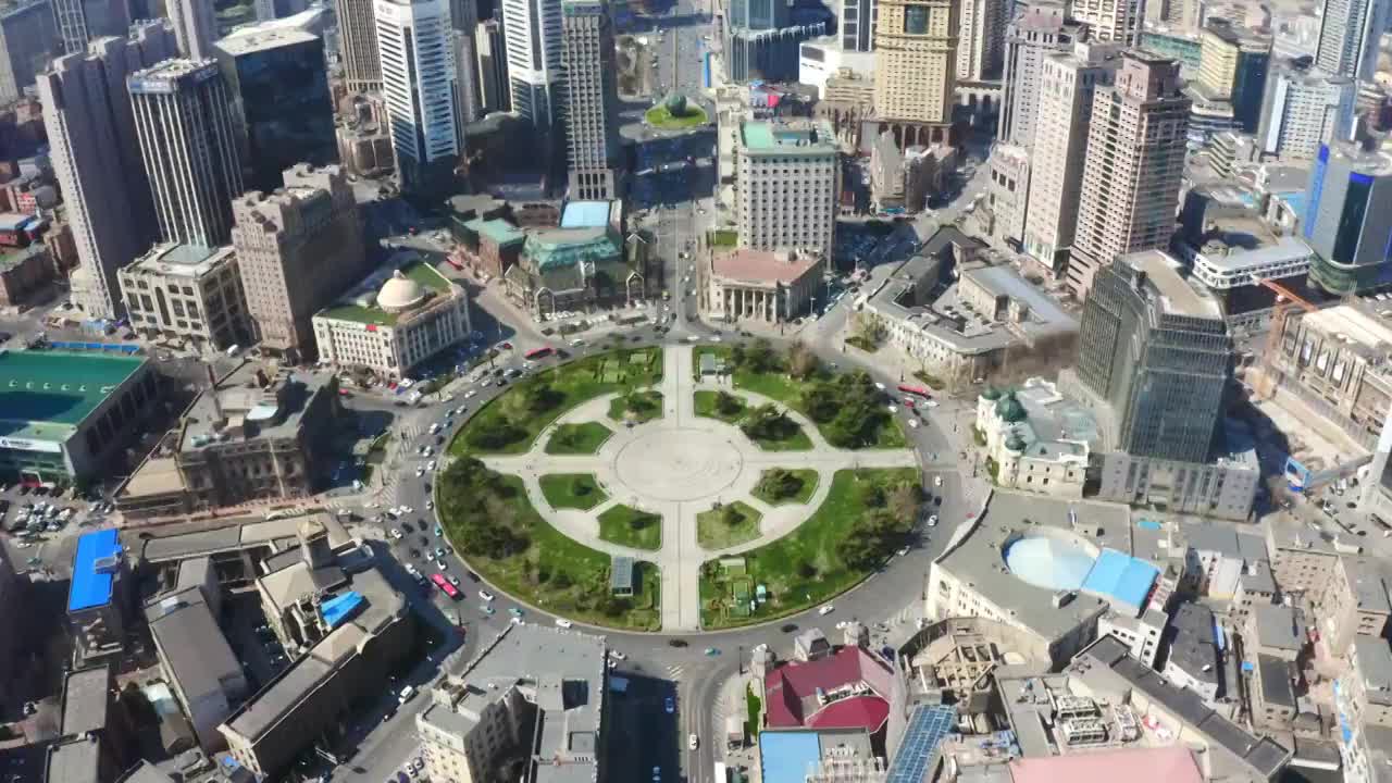 航拍大连中山广场视频素材