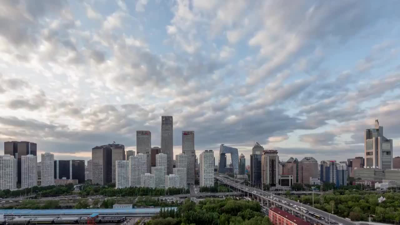 北京CBD核心区日转夜延时视频素材