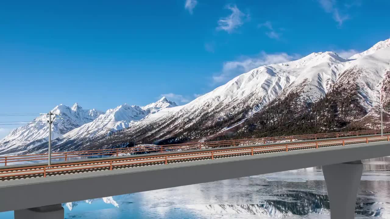 C4D软件制作高速列车和雪山视频下载