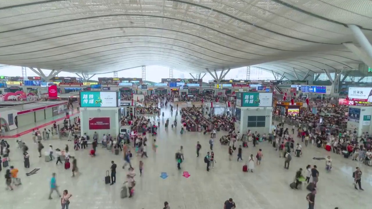 室内 流动的人群 深圳北站 4K延时摄影视频视频下载