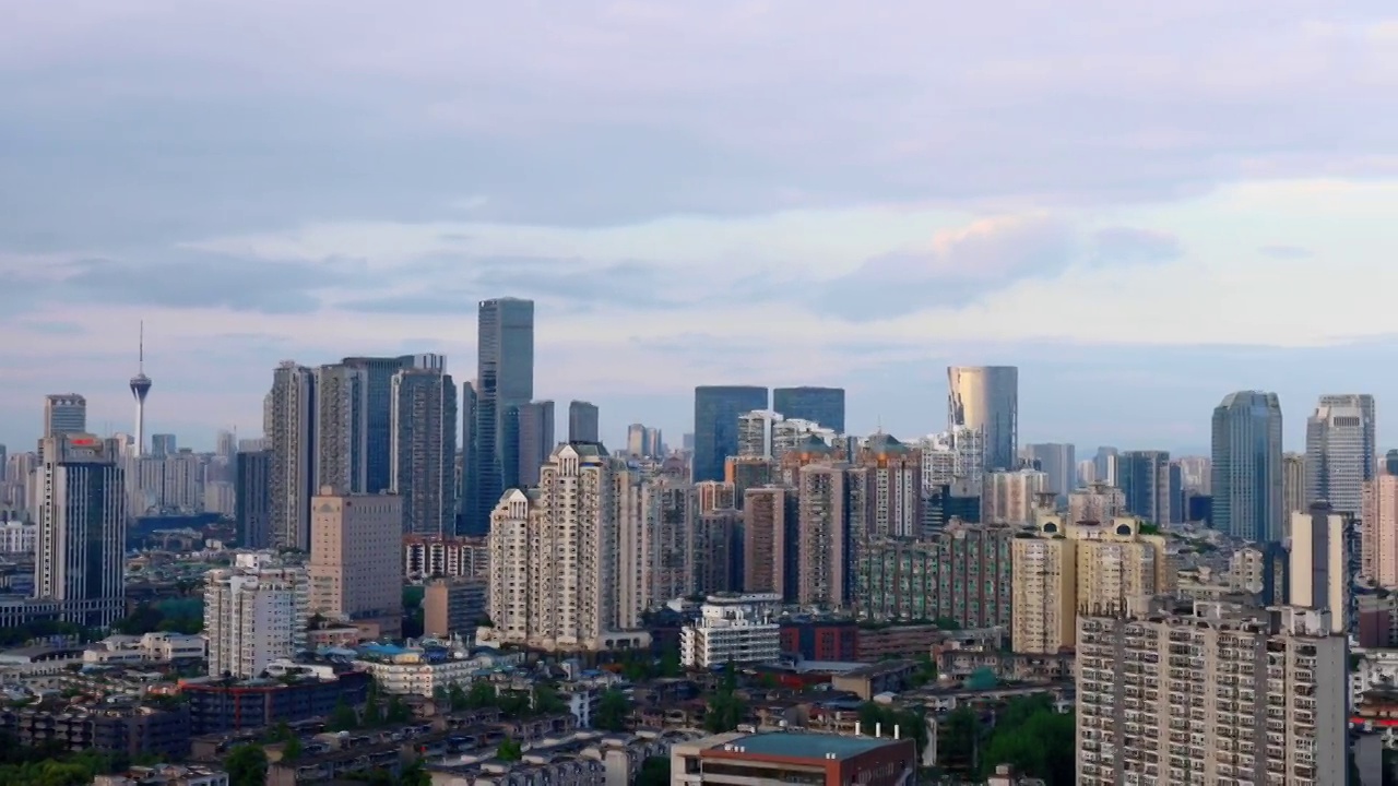 中国四川成都市区城市天际线视频素材