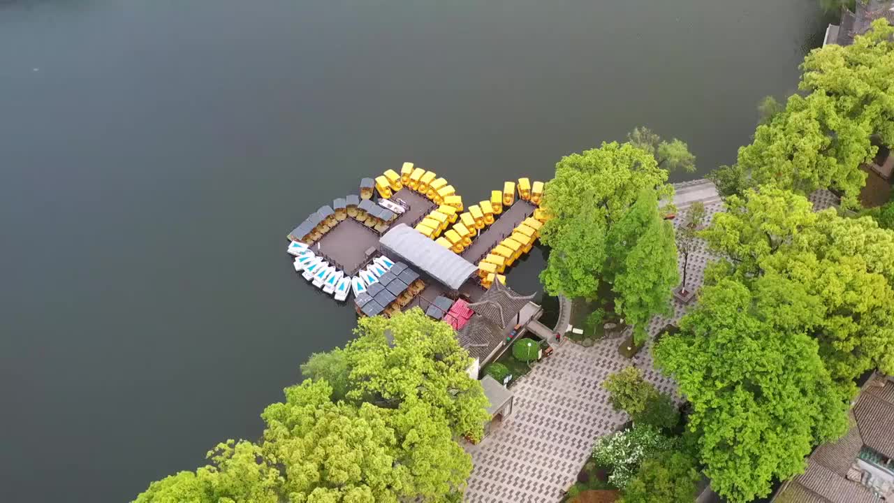 宁波月湖风光航拍4K视频视频素材