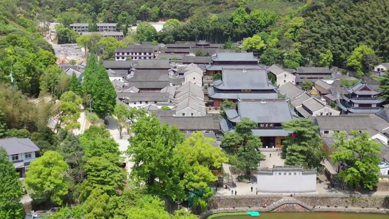 宁波天童寺古建筑航拍4K视频视频素材