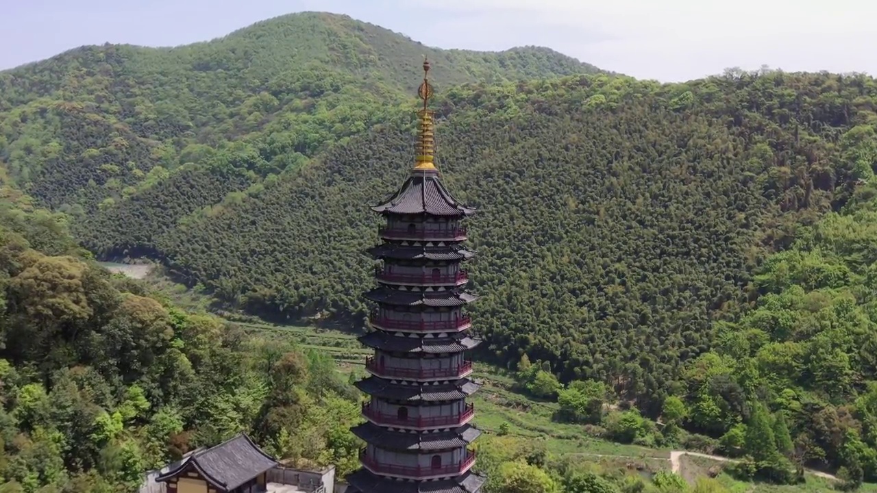 宁波天童寺古建筑航拍4K视频视频素材