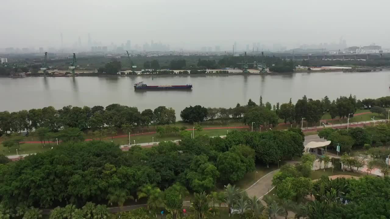 广东省广州市番禺区广东科学中心航拍视频下载