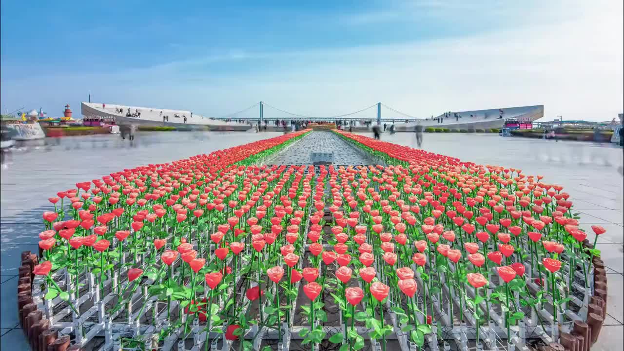中国辽宁大连星海广场百年纪念城雕视频素材