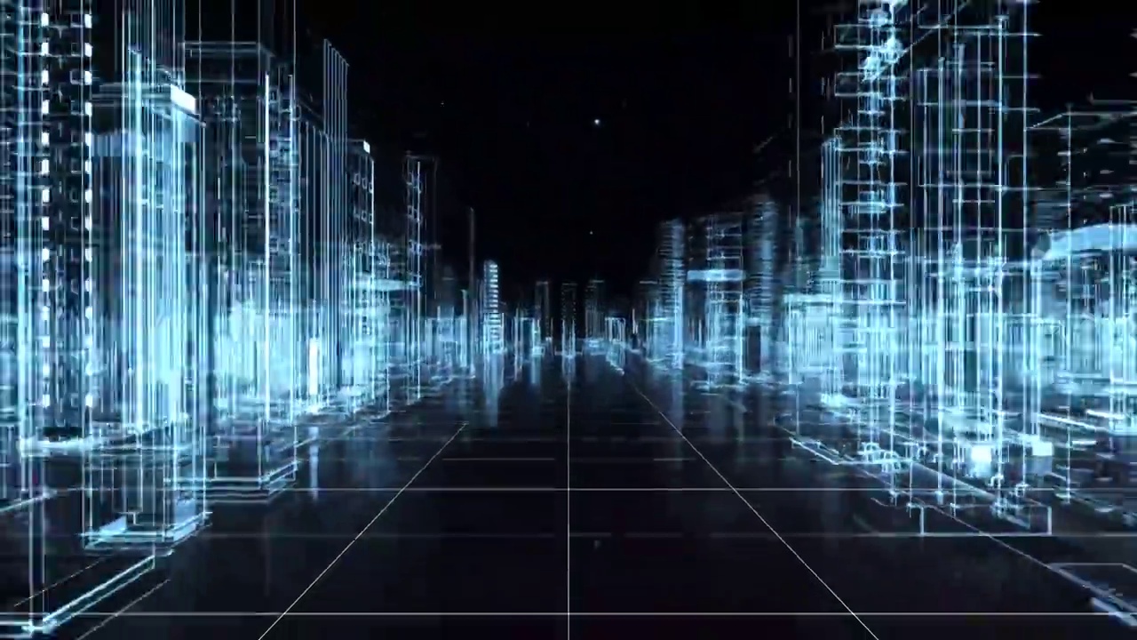 3D抽象科技感城市夜景视频下载