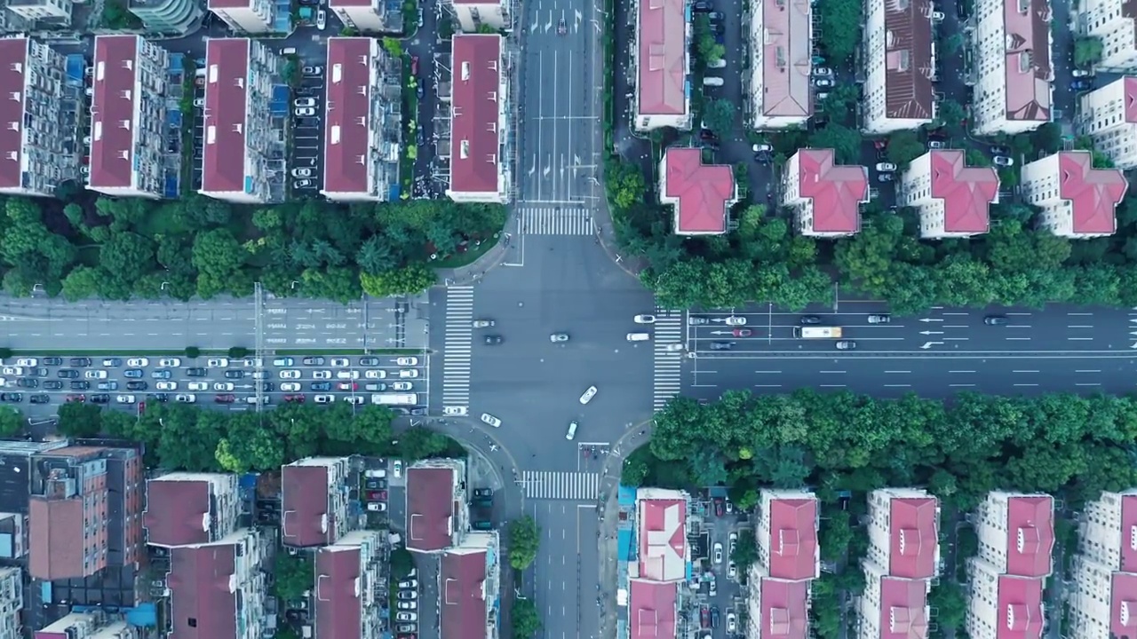 上海 陆家嘴 道路 居民区 俯拍 航拍视角 4K高清视频视频下载