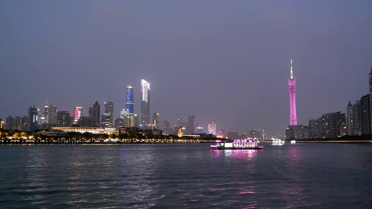 广州珠江夜游视频素材