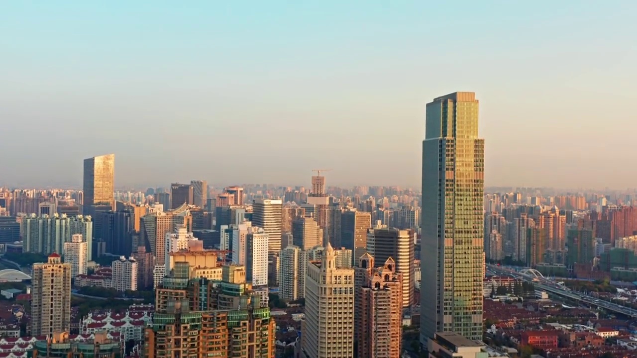 上海 南京西路 上海展览中心 静安CBD  航拍 4K视频视频素材