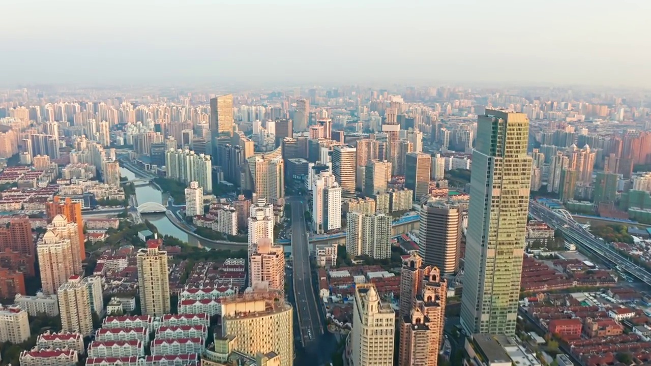 上海 南京西路 上海展览中心 静安CBD  航拍 4K视频视频素材