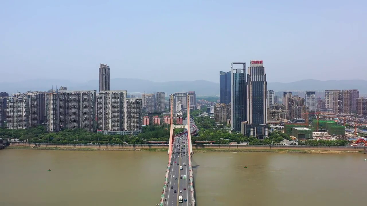 江西南昌城市风光红谷滩新区高楼群视频下载