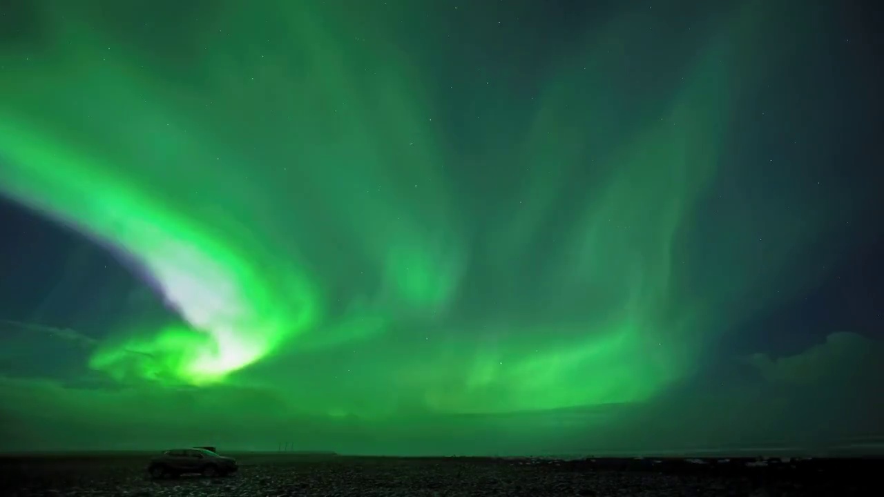 4K延时摄影冰岛极光大爆发视频素材