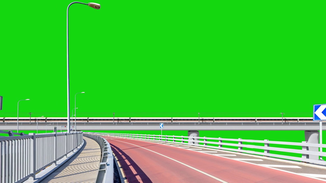 三维图形绿色背景高速铁路和高速公路素材视频素材