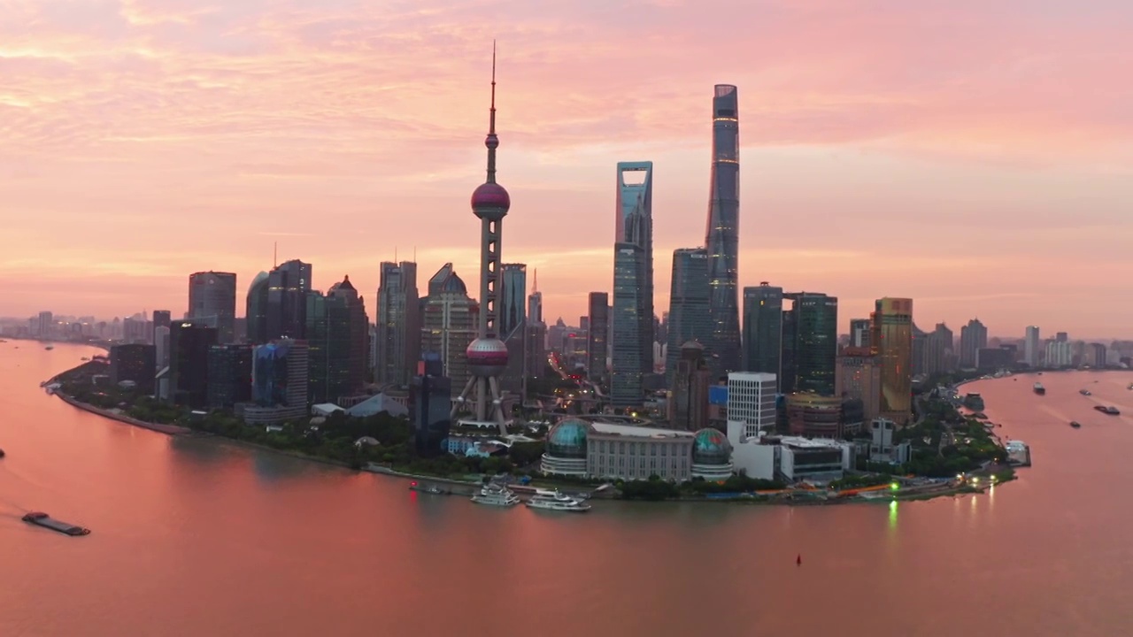 上海 陆家嘴 外滩 日出 航拍视角 4K高清视频视频购买