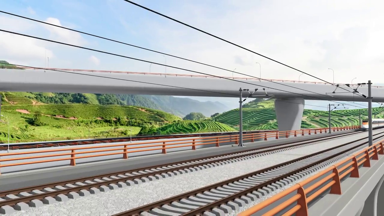 C4D软件制作高速铁路和公路视频素材