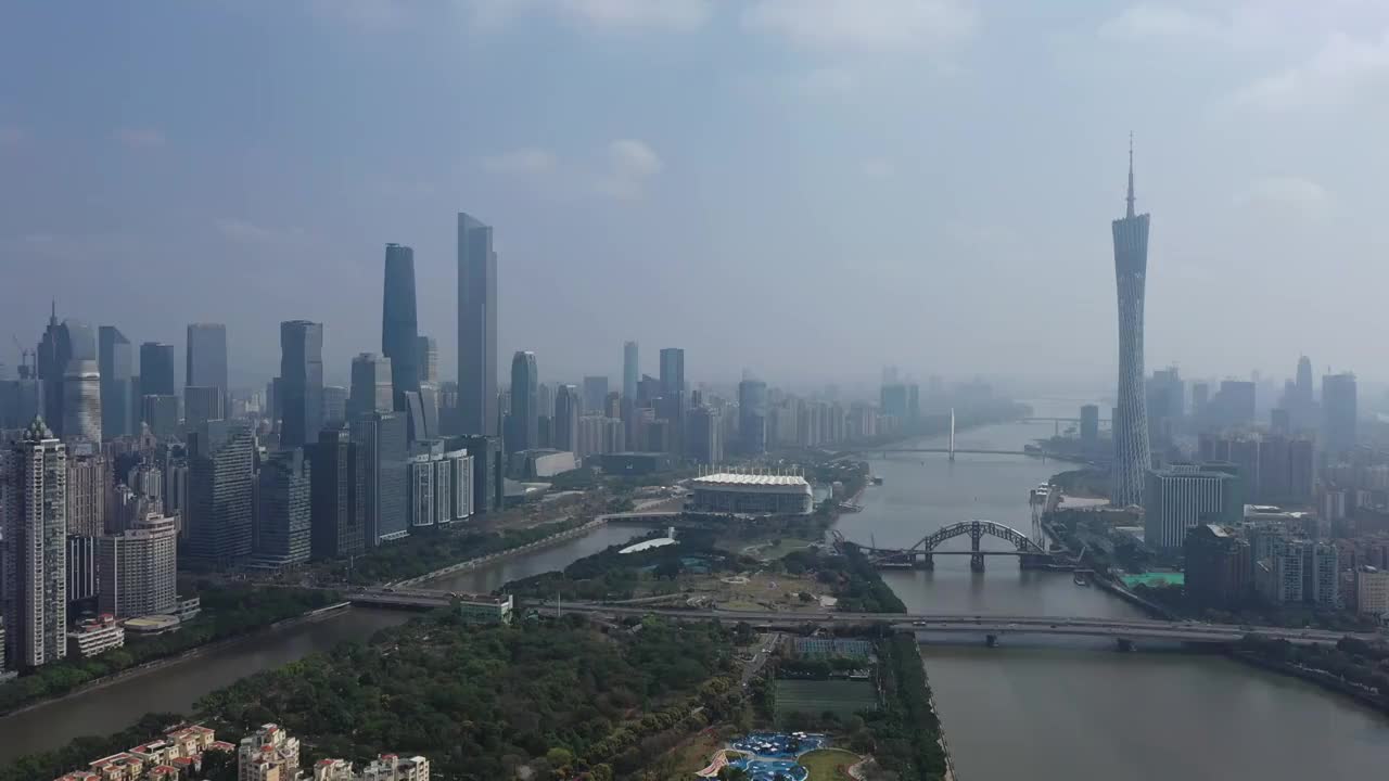 广州珠江两岸航拍视频素材