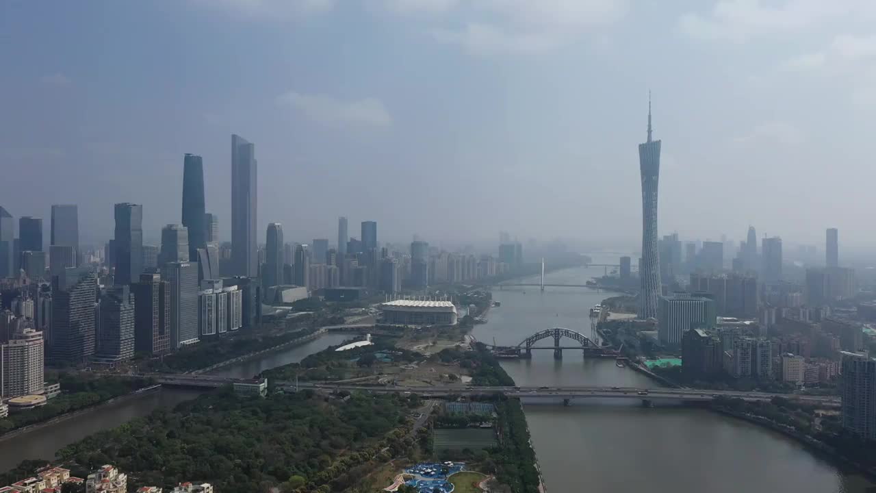 广州珠江两岸航拍视频素材