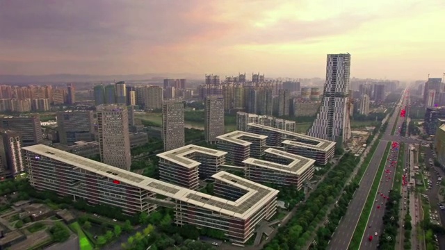 四川省成都市高新区天府软件园航拍视频素材