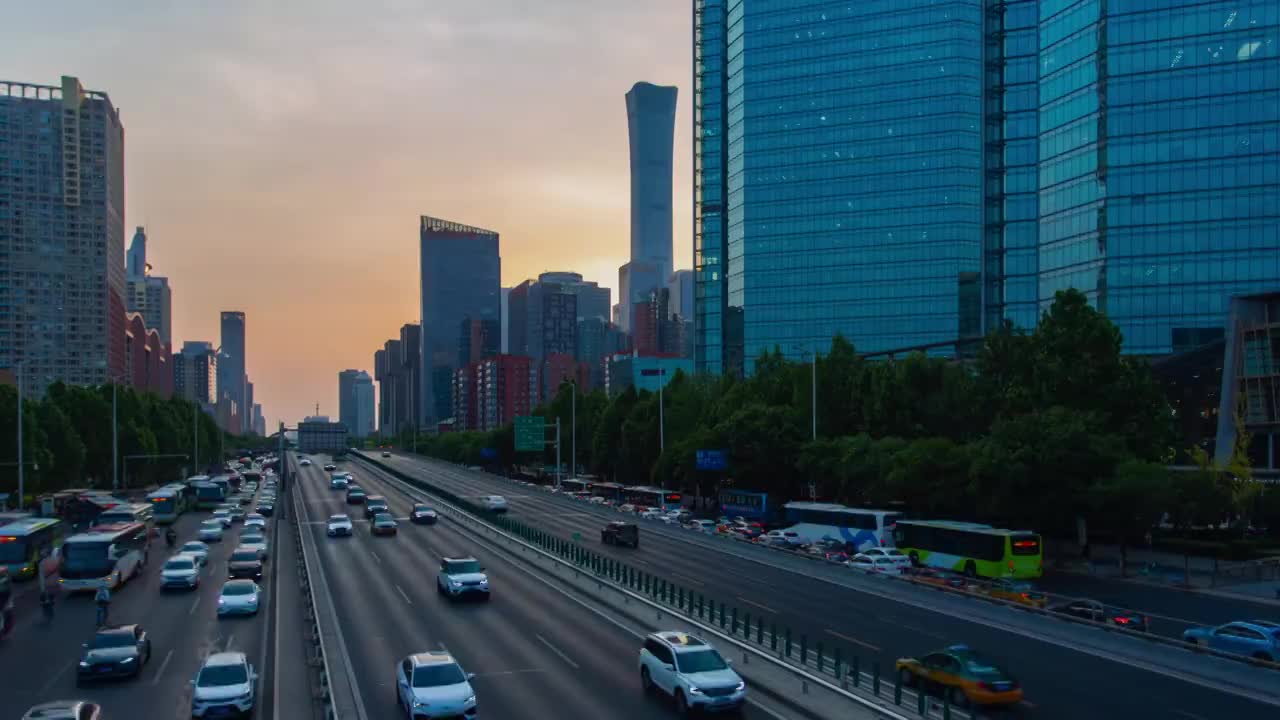 北京CBD商务区延时摄影视频素材