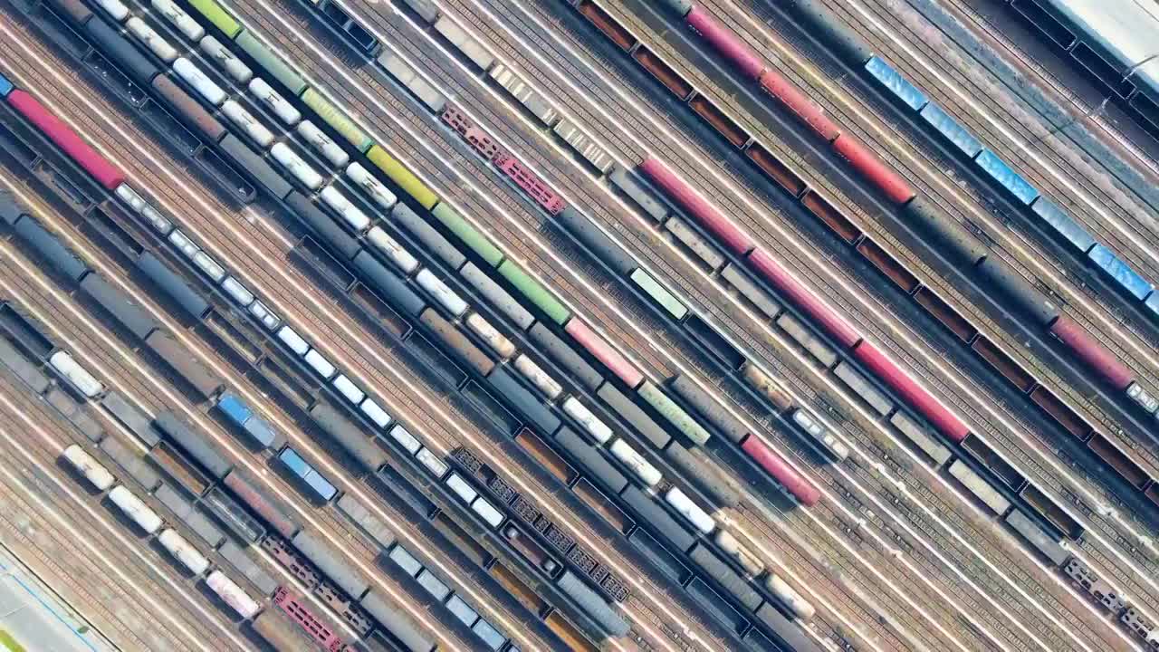 航拍铁路货运站视频素材