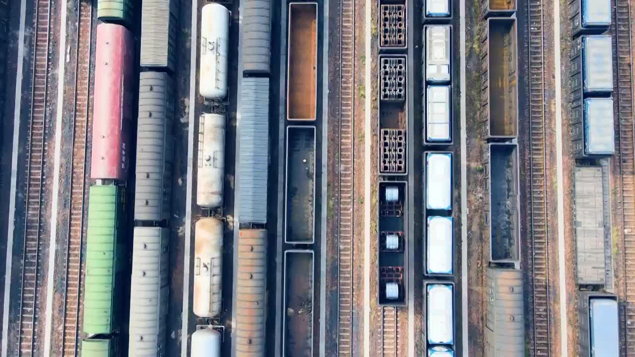 航拍铁路货运站视频素材