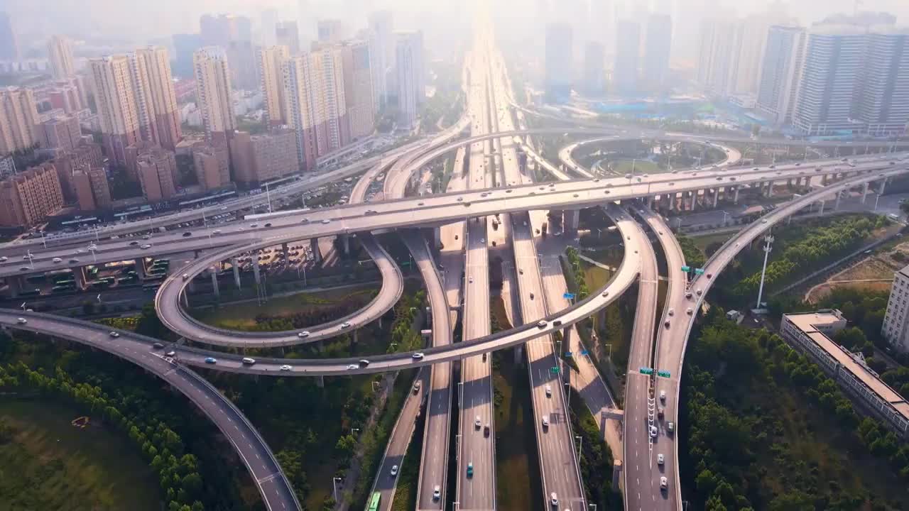 航拍郑州市中州大道立交桥视频素材