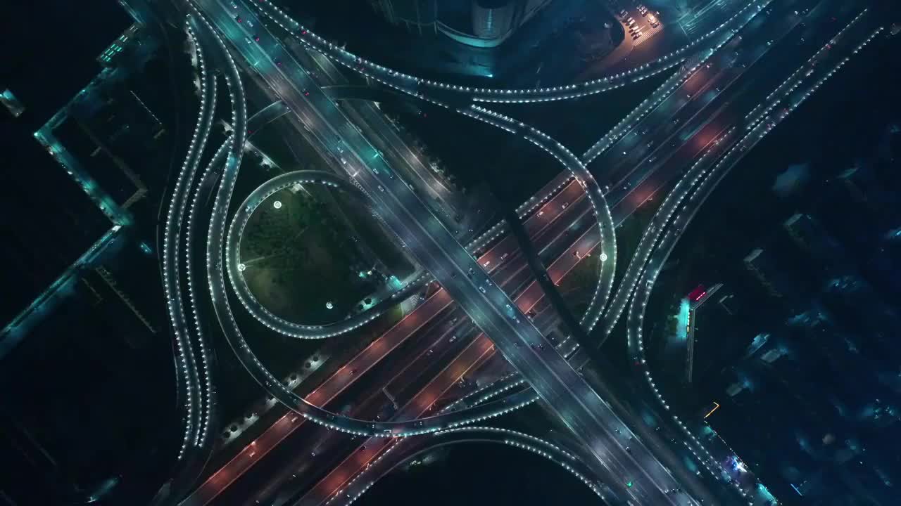 航拍郑州城市夜景 中州大道立交桥视频素材