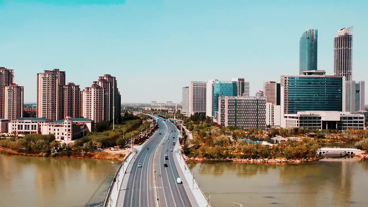 航拍银川城市风景视频下载