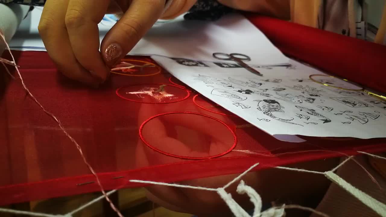 手工刺绣视频素材