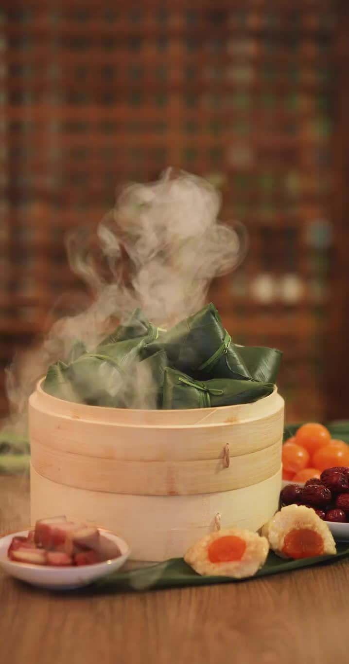 蒸笼里的粽子视频素材