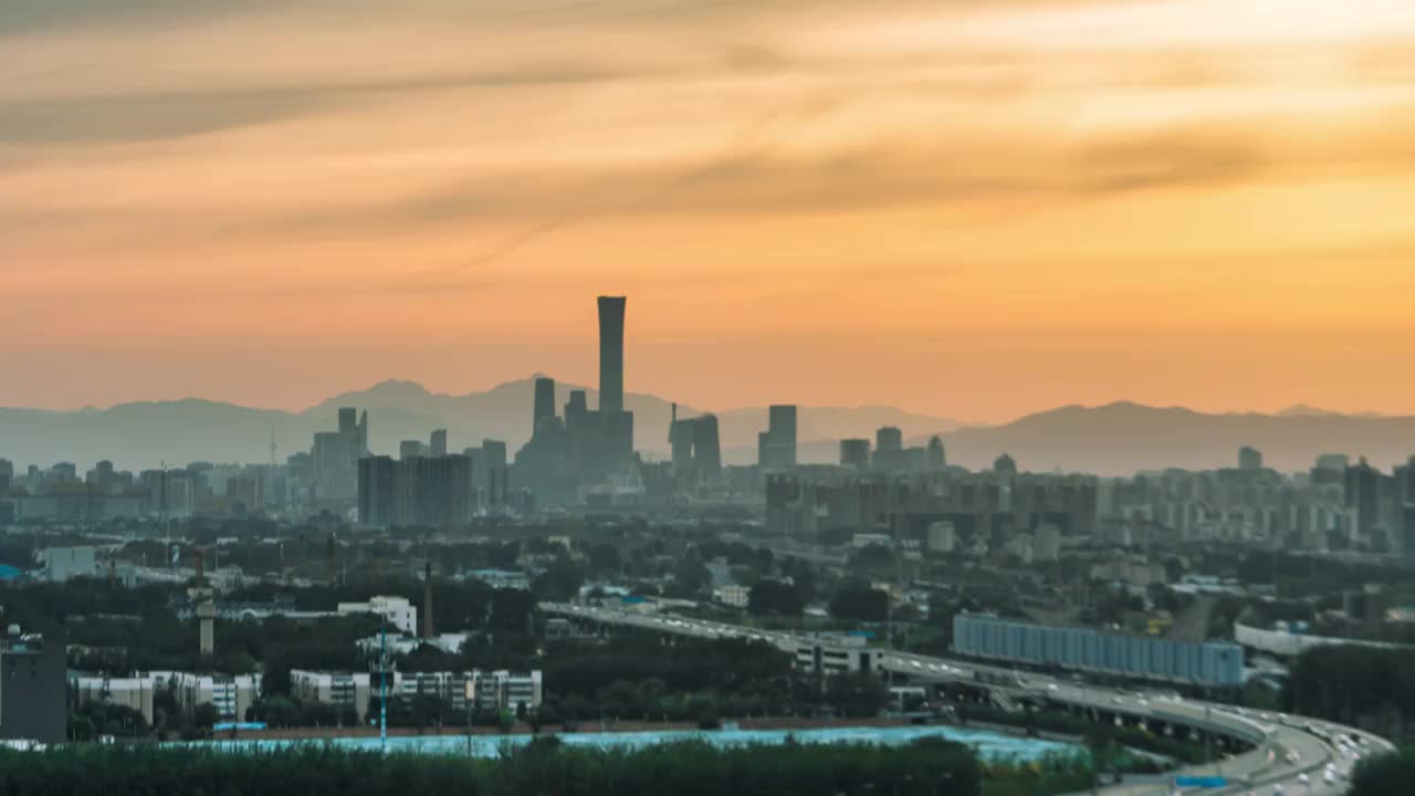 北京国贸火烧云视频素材