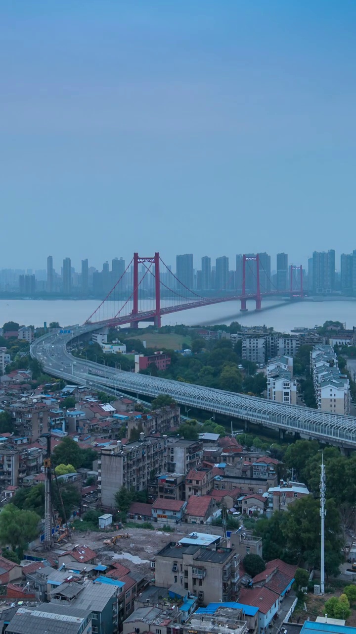 武汉鹦鹉洲大桥延时风景视频素材