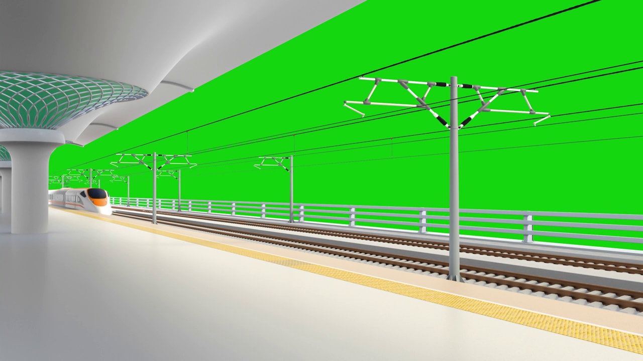 三维图形绿色背景高速铁路车站素材视频素材