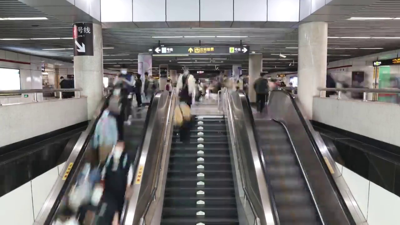 上海地铁站人流人群延时视频素材