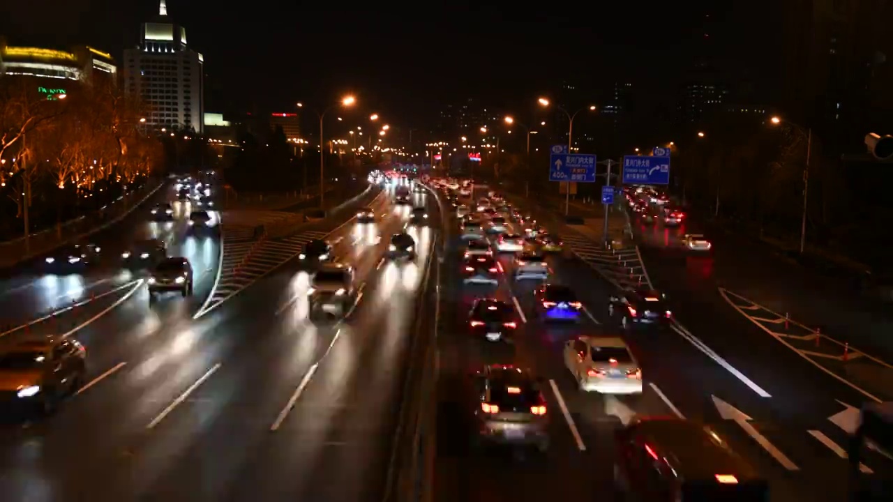 北京复兴门大街夜色（4K延时）视频素材