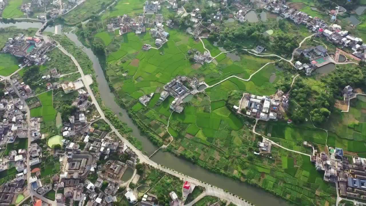 广东省梅州市丰顺县丰良镇复兴村航拍视频素材