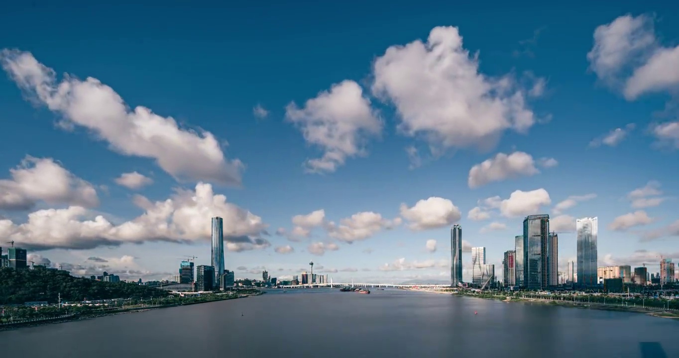 澳门和广东珠海横琴金融岛城市风光4K延时视频素材