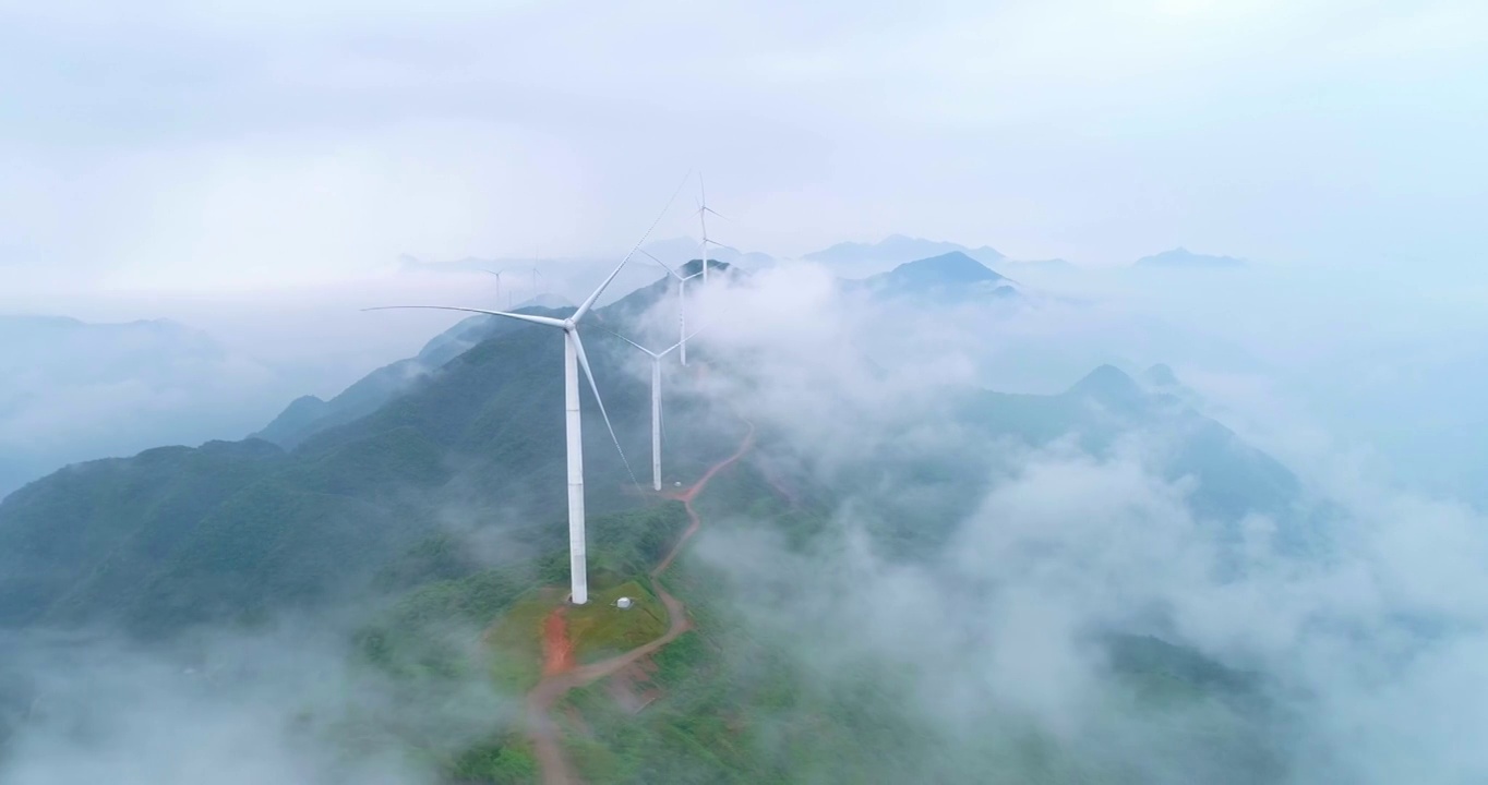 航拍 风力发电 清洁能源视频素材