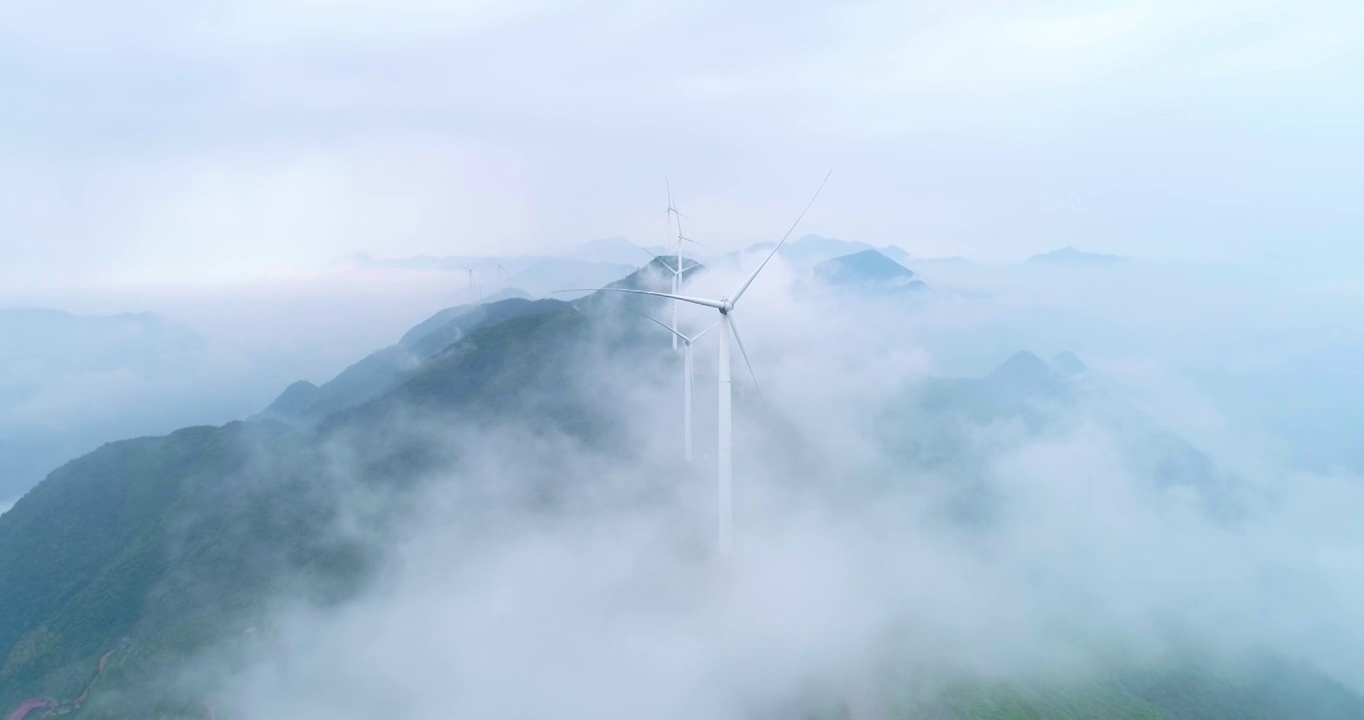 航拍 风力发电 清洁能源视频素材