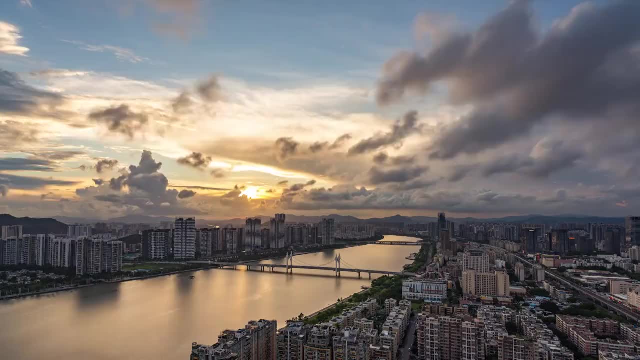 珠海白石桥城市风光日转夜延时视频素材