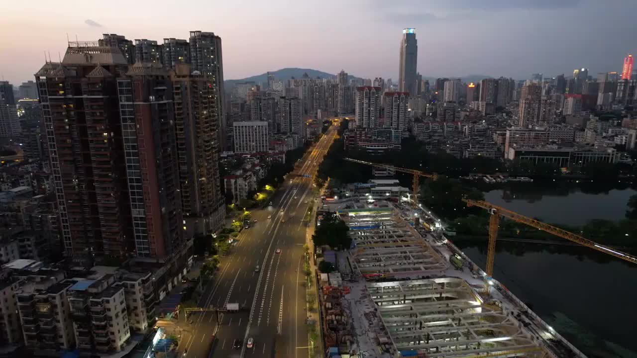 航拍广州地铁建筑工地视频素材