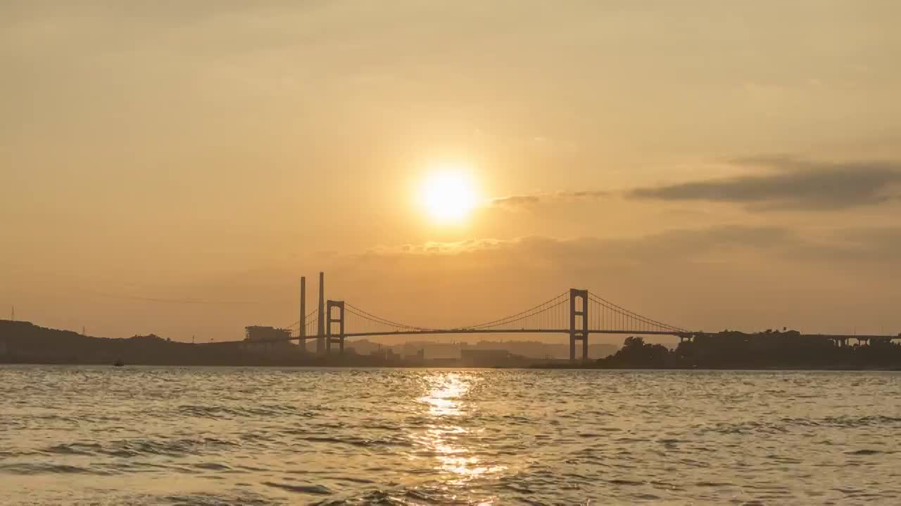 海湾大桥日落视频素材