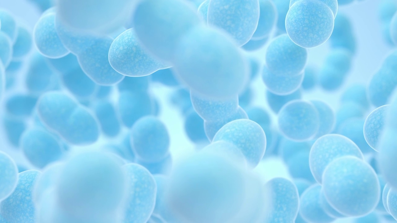 蓝色背景下的细菌 3D渲染视频素材