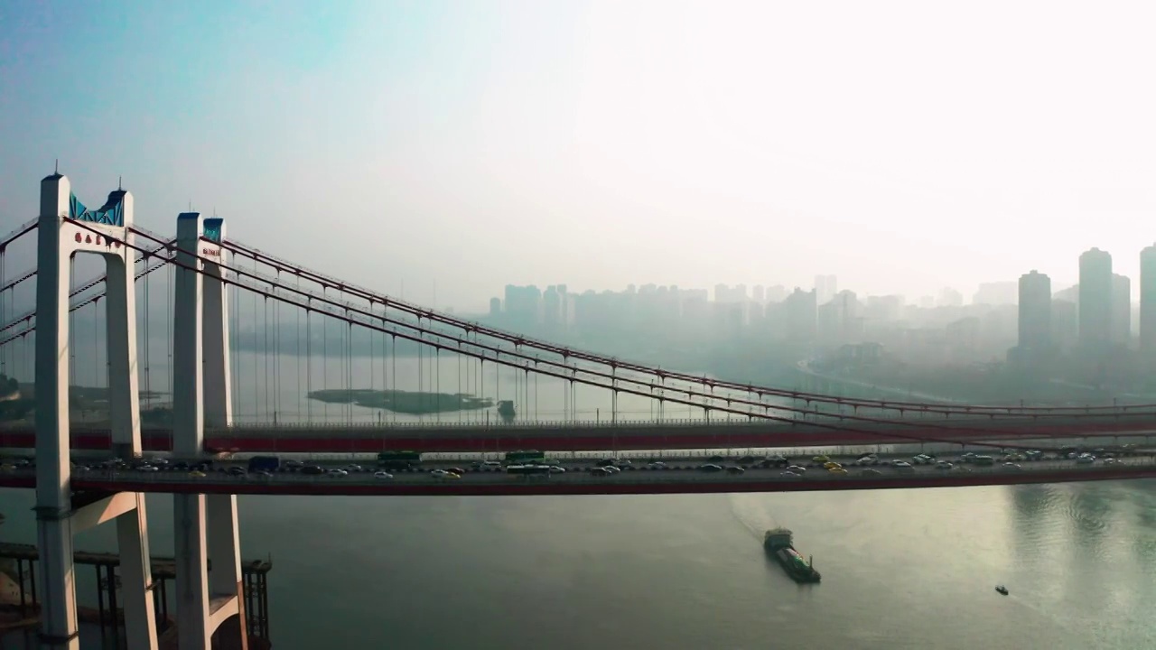 航拍鹅公岩大桥视频素材