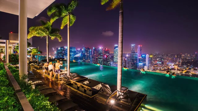 新加坡金沙酒店无边泳池夜景视频下载