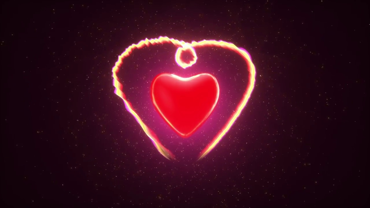 红色爱心，三维动画视频素材