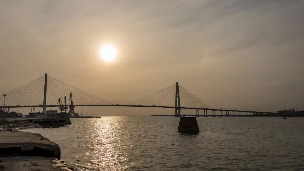 汕头礐石大桥日落视频素材