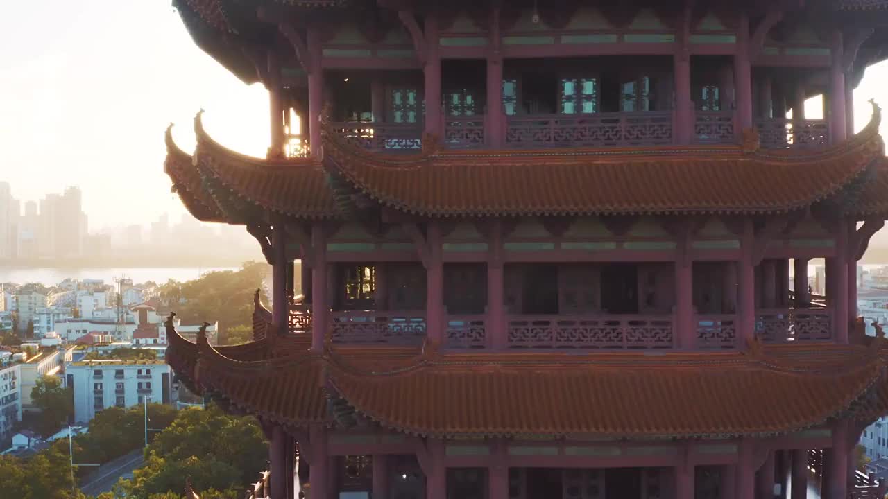 黄鹤楼和武汉城市风光视频素材
